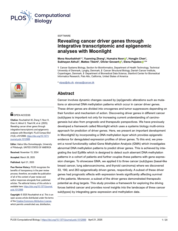First page of PLOS Computational Biology Moonlight publication