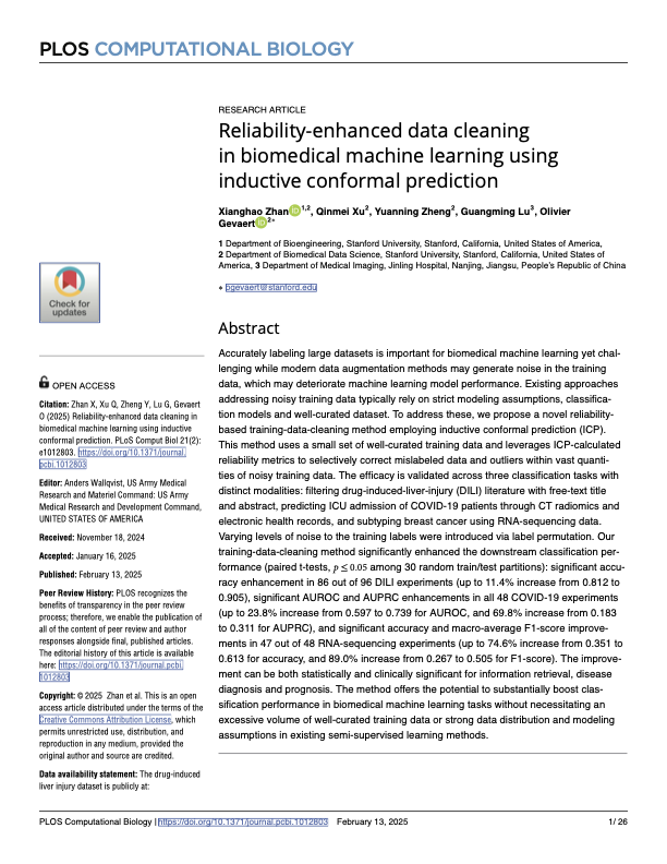 First page of PLOS Computational Biology reliability publication